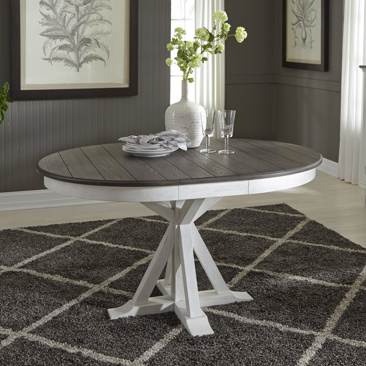Allyson Park Round Black and White Extendable Wood Dining Table
