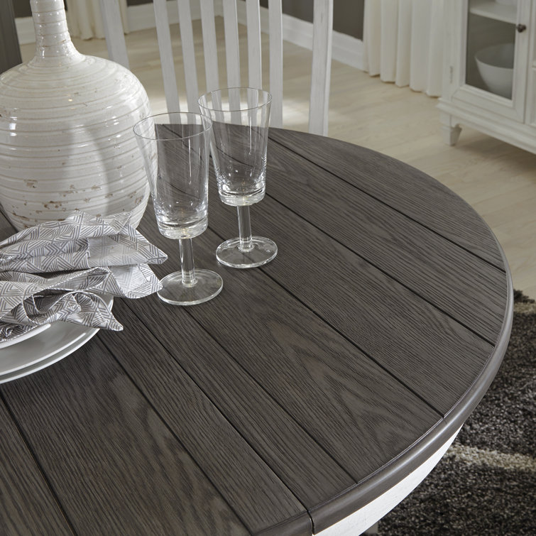 Allyson Park Round Black and White Extendable Wood Dining Table