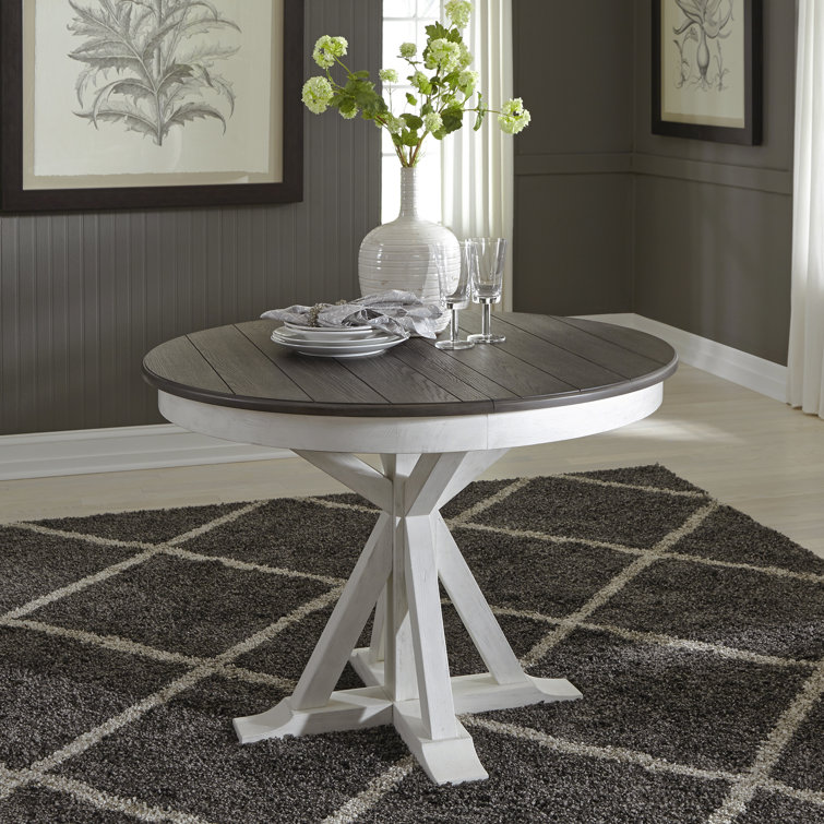 Allyson Park Round Black and White Extendable Wood Dining Table