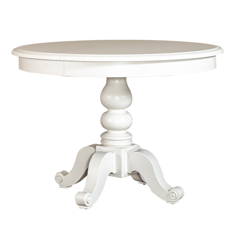 Oyster White Round Extendable Wood Dining Table