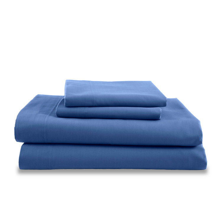 King Ceil Blue Cotton Blend Percale Sheet Set