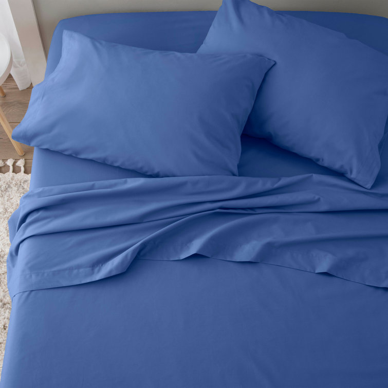 King Ceil Blue Cotton Blend Percale Sheet Set