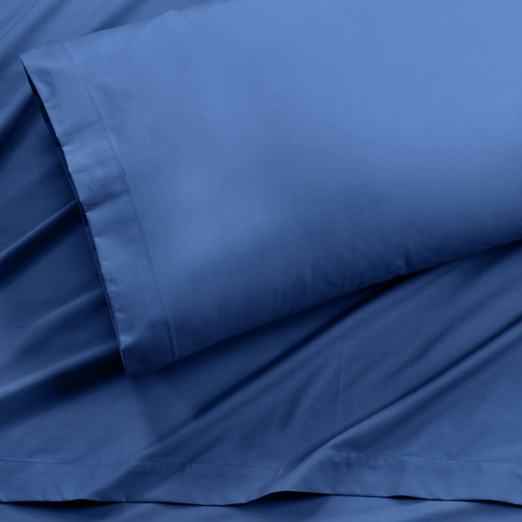 King Ceil Blue Cotton Blend Percale Sheet Set
