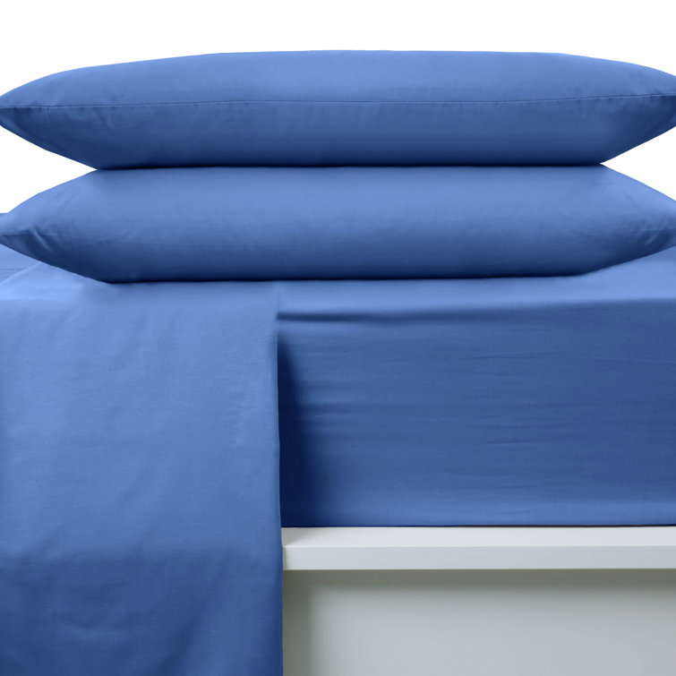 King Ceil Blue Cotton Blend Percale Sheet Set
