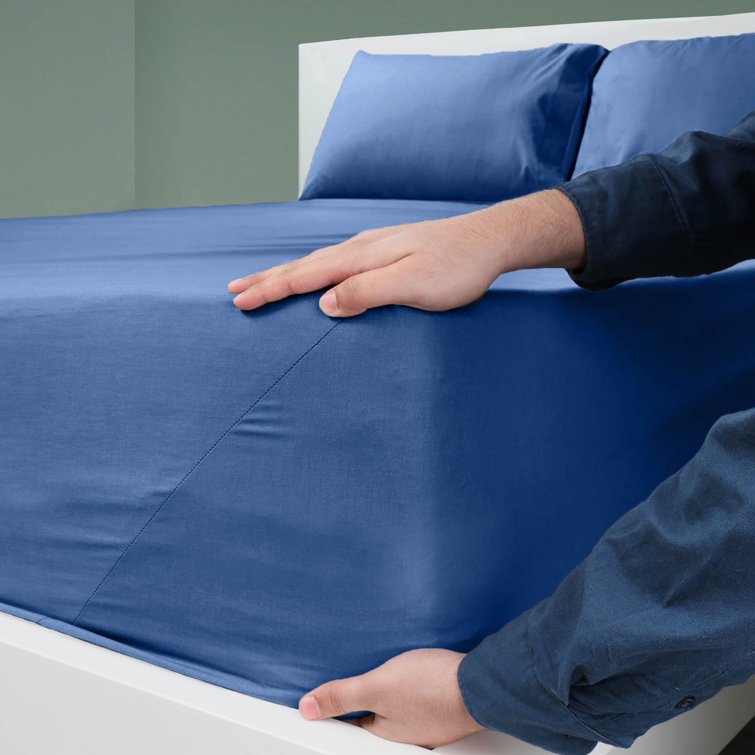 King Ceil Blue Cotton Blend Percale Sheet Set