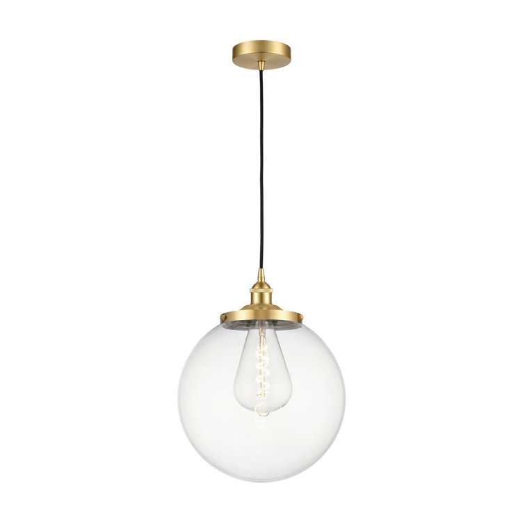 Satin Gold 17" Glass Globe Pendant Light