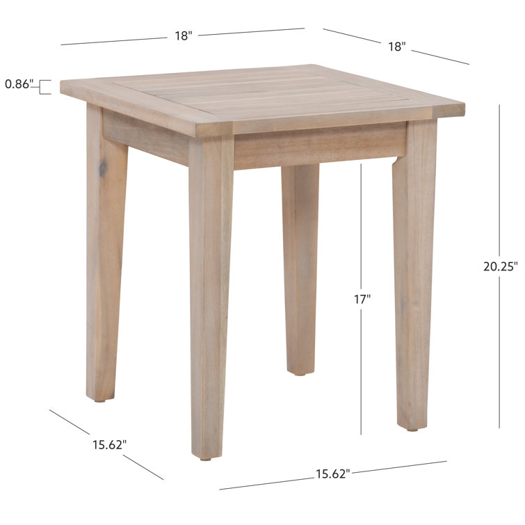 Natural Acacia Wood Outdoor Side Table with Slatted Top