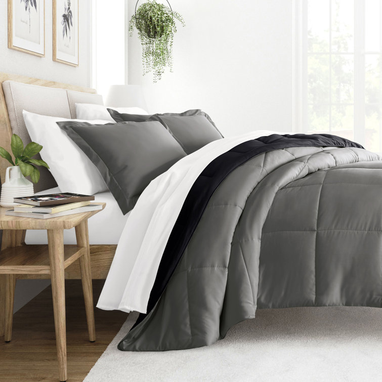 King Gray Reversible Down Alternative Microfiber Comforter Set
