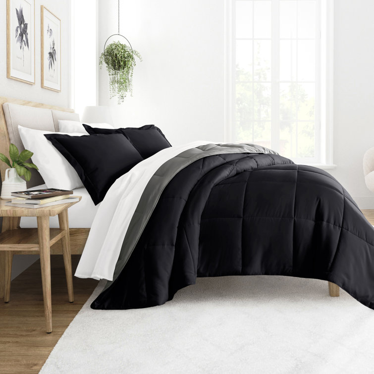 King Gray Reversible Down Alternative Microfiber Comforter Set