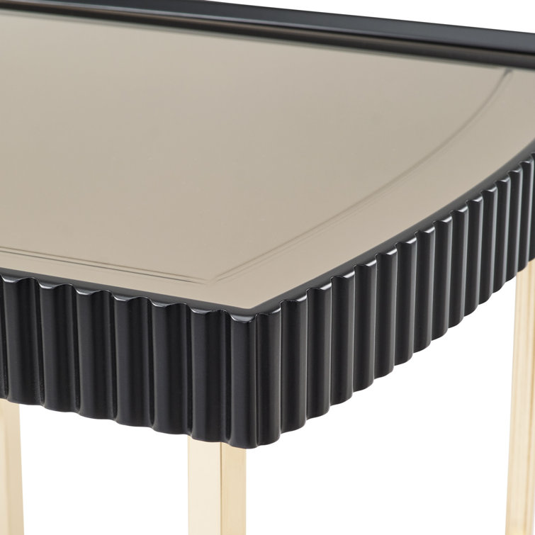 Silken Matte Black and Gold Mirrored Square Side Table