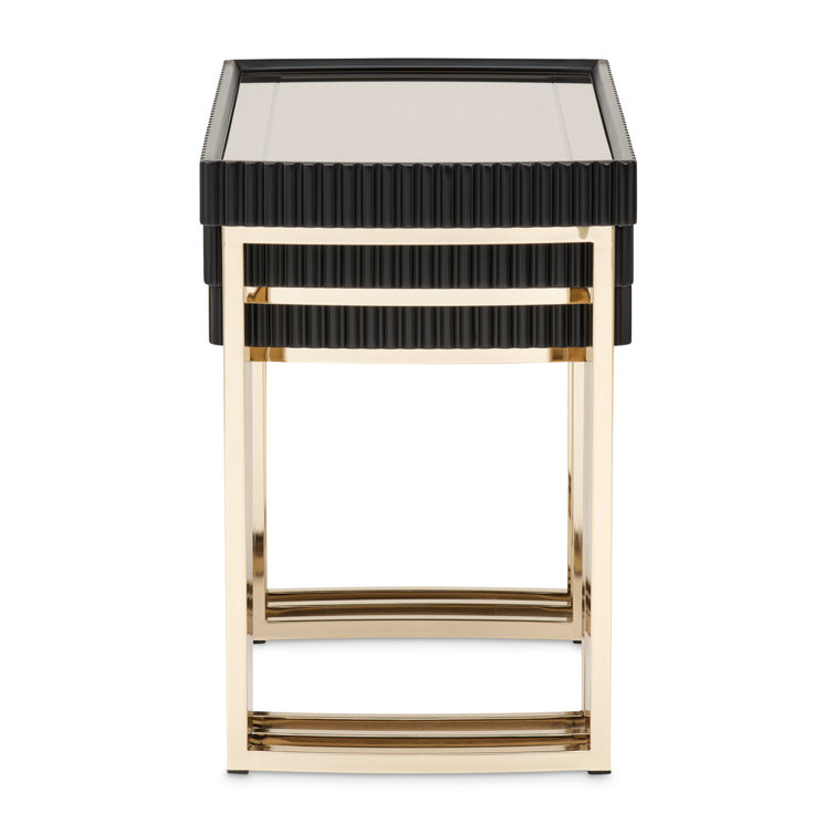 Black and Gold Mirrored Metal Nesting Tables Set