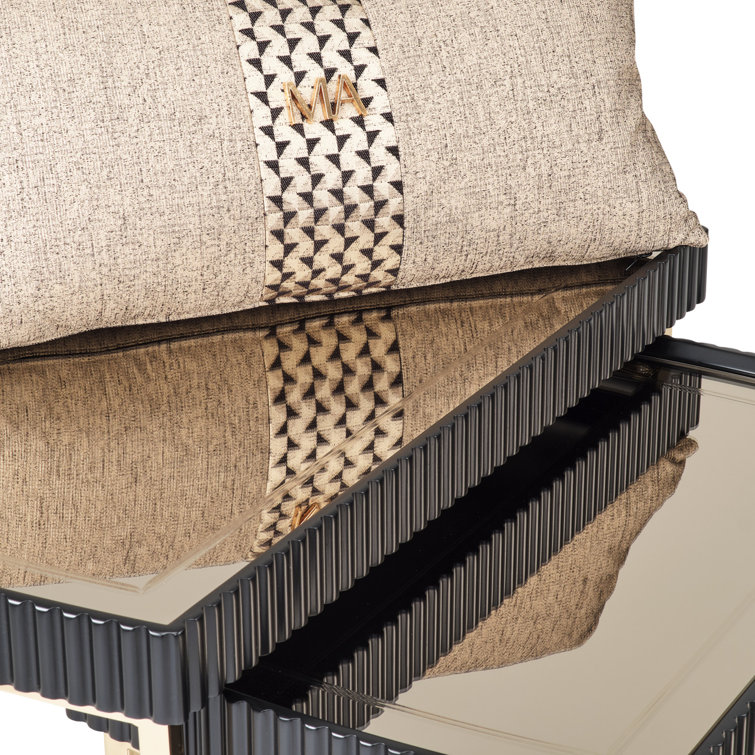 Black and Gold Mirrored Metal Nesting Tables Set