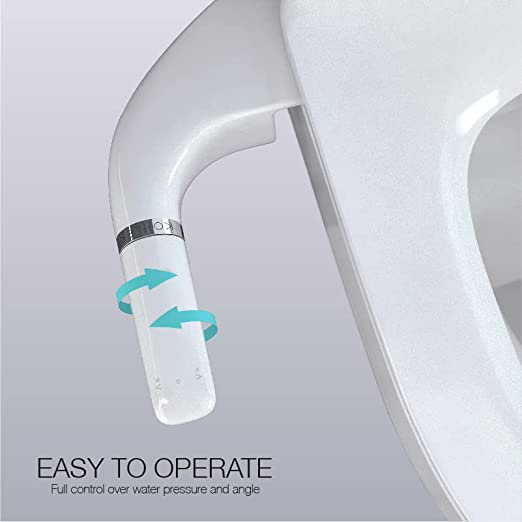 White Manual Bidet Attachment with Dual Self-Cleaning Nozzles
