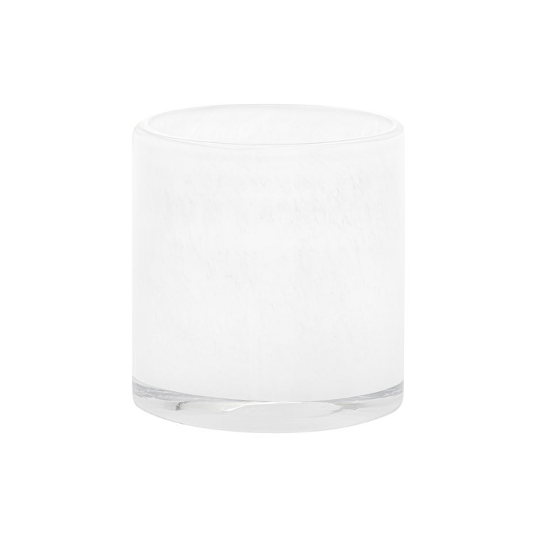 White Handcrafted Glass Tabletop Hurricane Lamp 4.7"