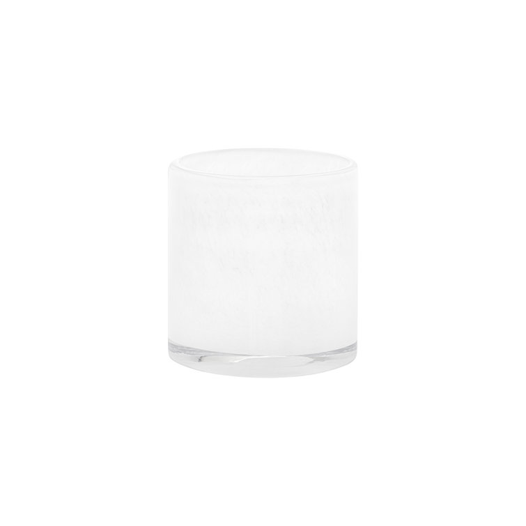 White Handmade Glass Hurricane Candle Holder