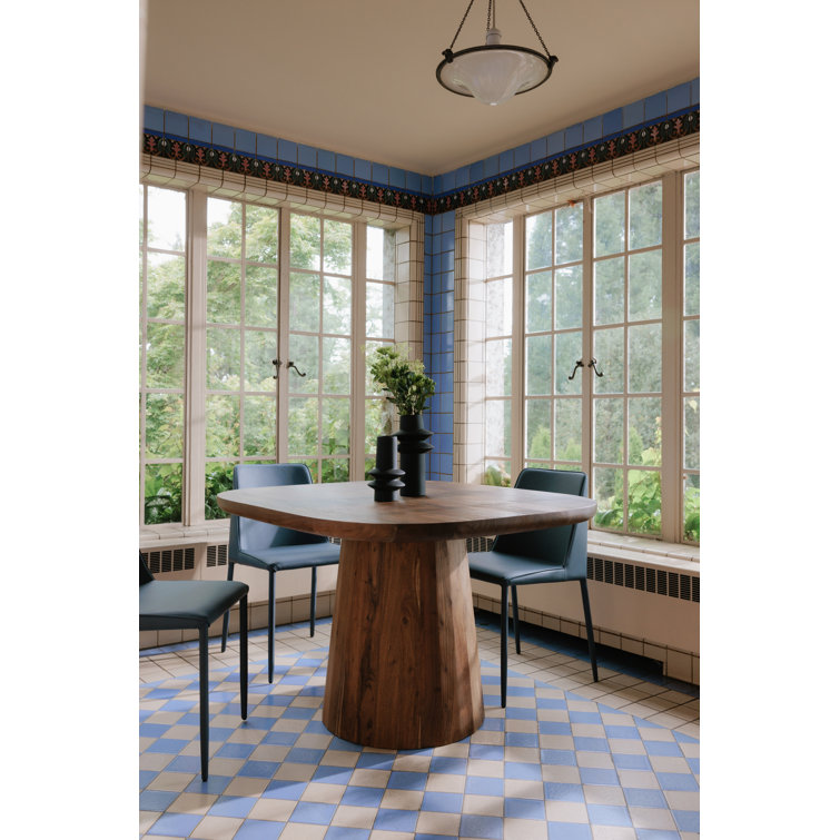 Natural Acacia Wood Rustic Round Pedestal Dining Table