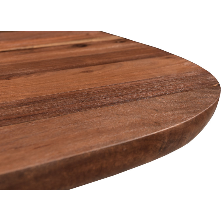 Natural Acacia Wood Rustic Round Pedestal Dining Table
