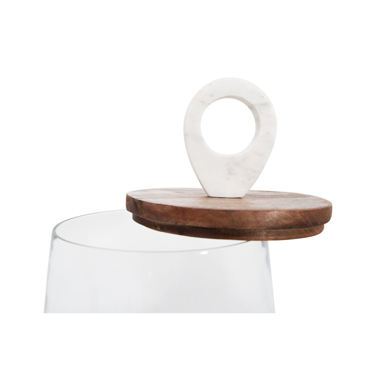 Clear Glass Canister with Mango Wood and Marble Lid