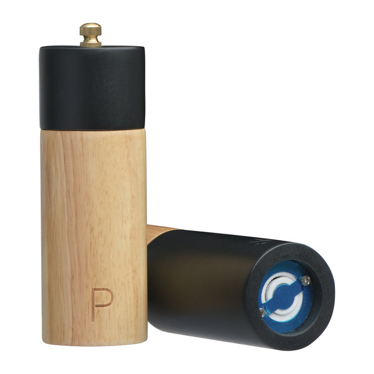 Pacey Two-Toned Wood and Black Salt and Pepper Shaker Set