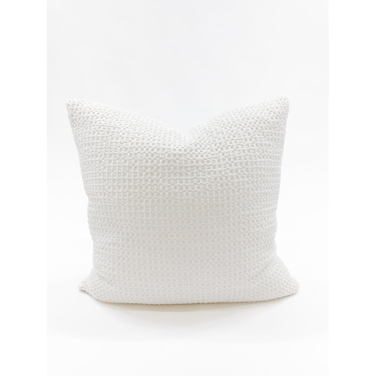 Cool Cotton White Waffle Weave Square Pillow 20x20