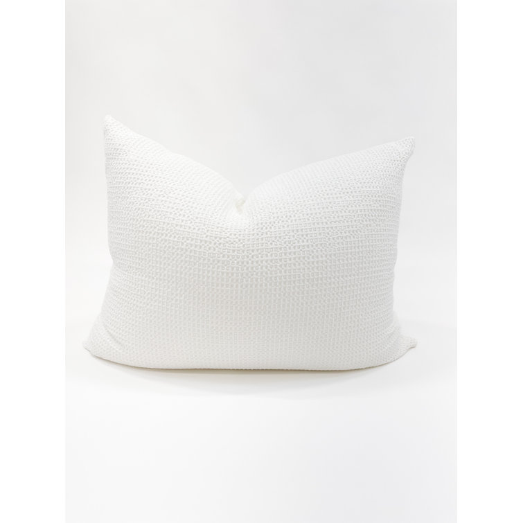White Cotton Waffle Down Alternative Euro Pillow