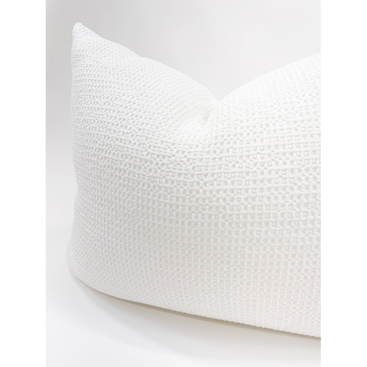 White Cotton Waffle Down Alternative Euro Pillow