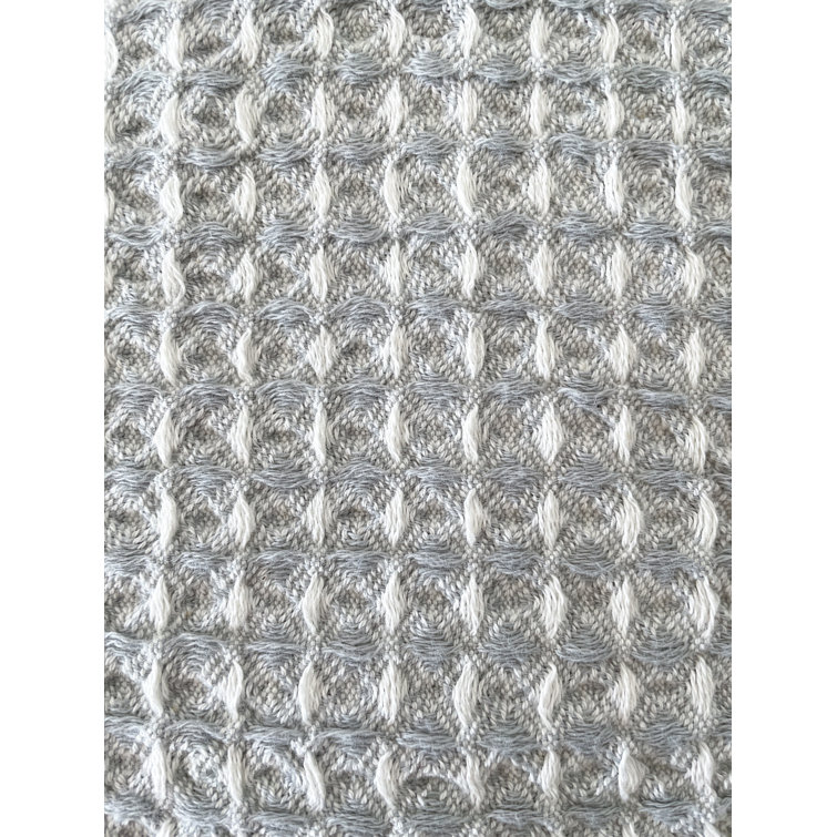 Gray Turkish Cotton Waffle Bath Towel with Fringe