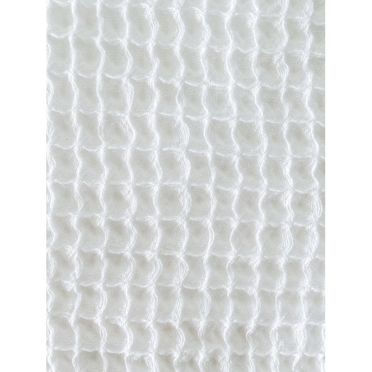 White Cotton Waffle Throw Blanket with Fringe, 50x70