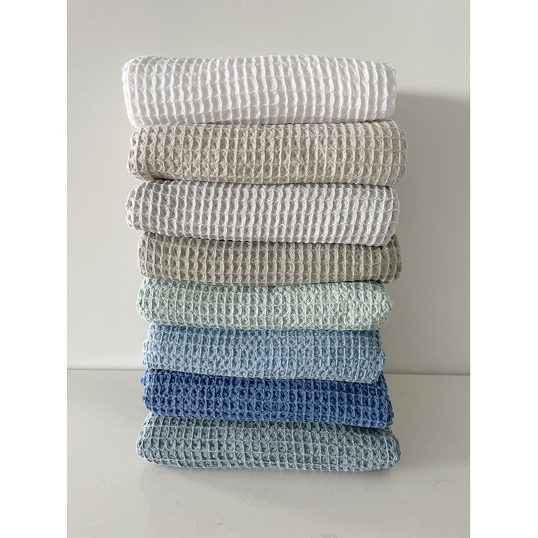 White Cotton Waffle Throw Blanket with Fringe, 50x70