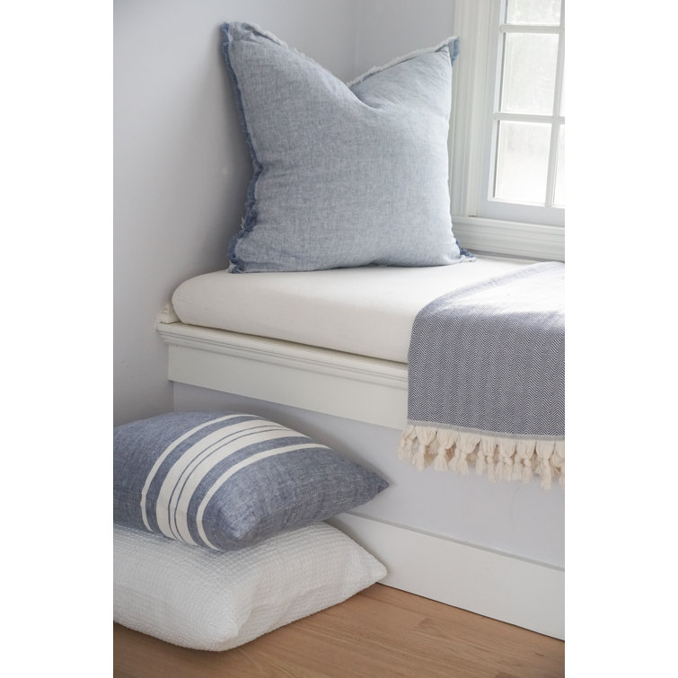Gray Cotton Herringbone Throw Blanket with Tassels
