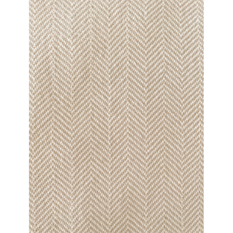 Beige Cotton Herringbone Throw Blanket with Tassels
