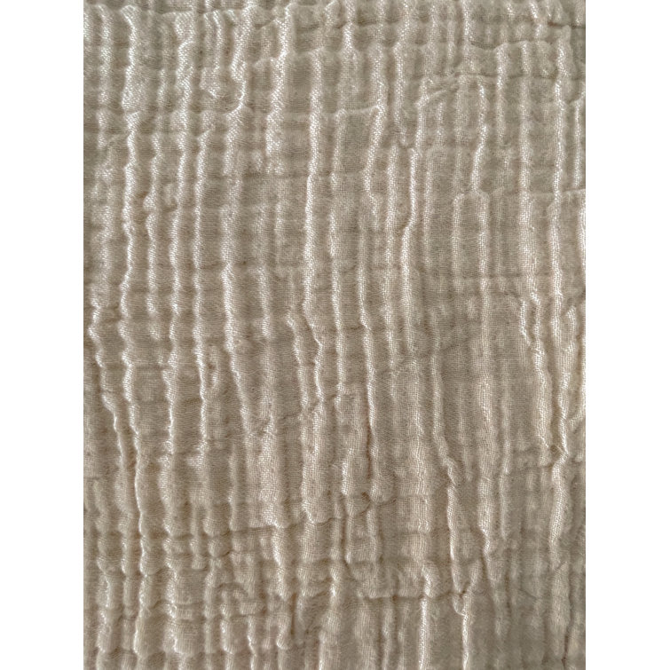 Crinkled Turkish Cotton Reversible Throw Blanket in Natural Yellow