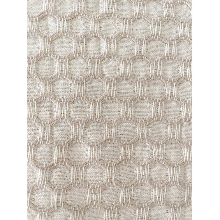 Beige Wavy Pattern Cotton Beach Towel with Fringe