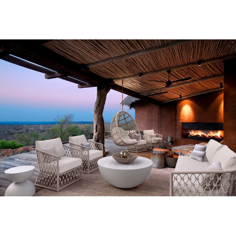 Amelia Sand Wicker and Metal Outdoor Sofa with Cushions