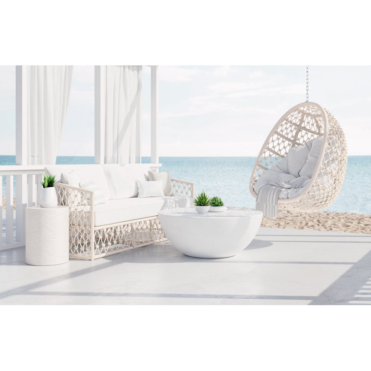 Amelia Sand Wicker and Metal Outdoor Sofa with Cushions