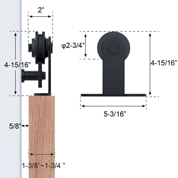 144-Inch Matte Black Top Mount Sliding Barn Door Hardware Kit