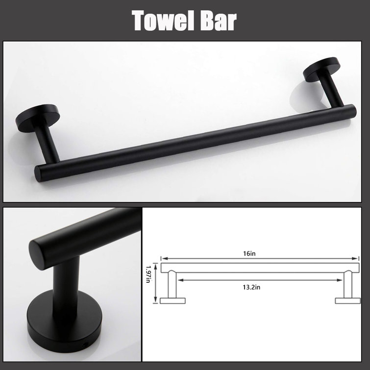 Matte Black Stainless Steel 4-Piece Bathroom Hardware Set