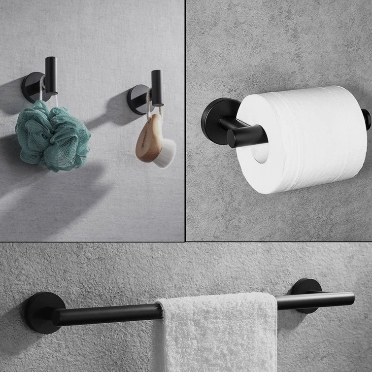 Matte Black Stainless Steel 4-Piece Bathroom Hardware Set
