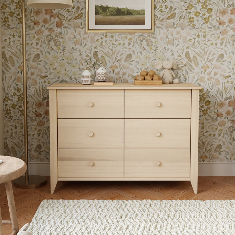 Natural Walnut Mid-Century Modern 6-Drawer Dresser