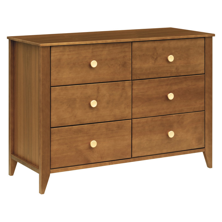 Chestnut and Natural Mid-Century Double Dresser with Ball Bearing Glides