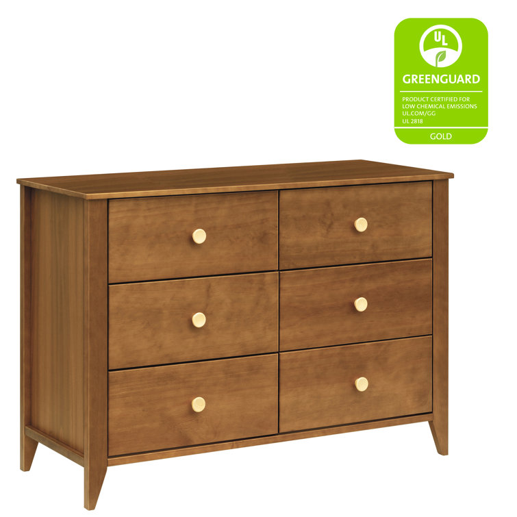 Chestnut and Natural Mid-Century Double Dresser with Ball Bearing Glides