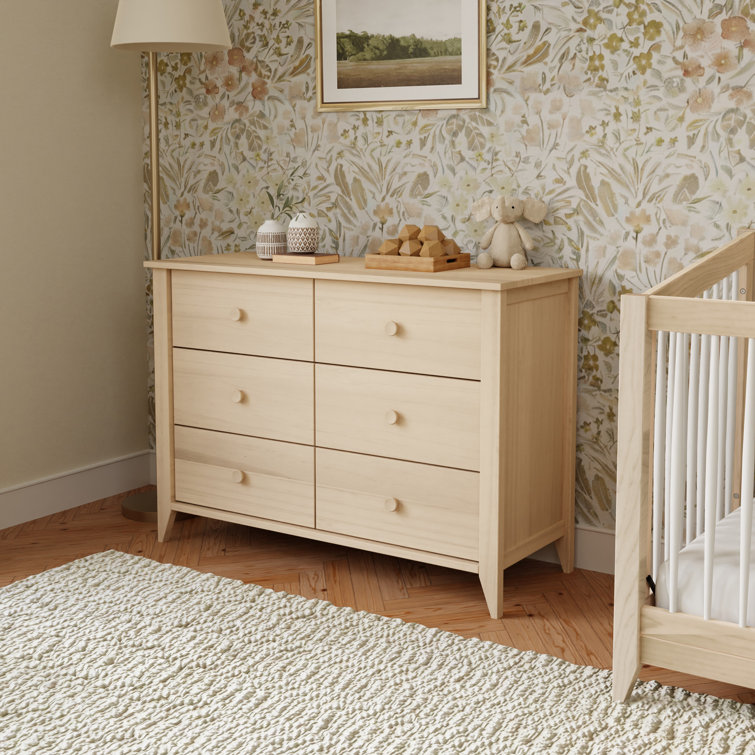 Natural Walnut Mid-Century Modern 6-Drawer Dresser