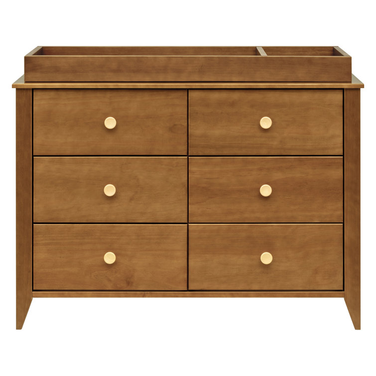 Chestnut and Natural Mid-Century Double Dresser with Ball Bearing Glides