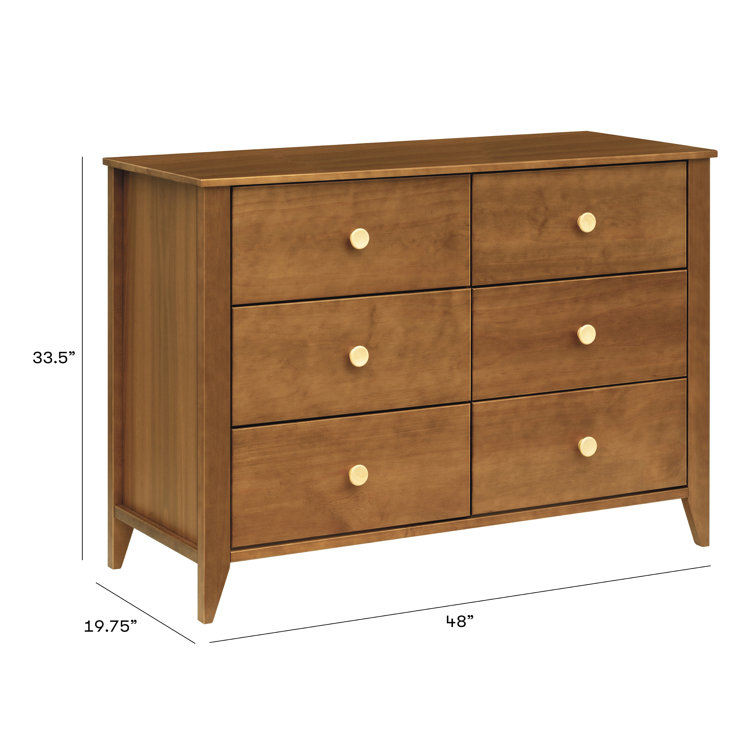 Chestnut and Natural Mid-Century Double Dresser with Ball Bearing Glides