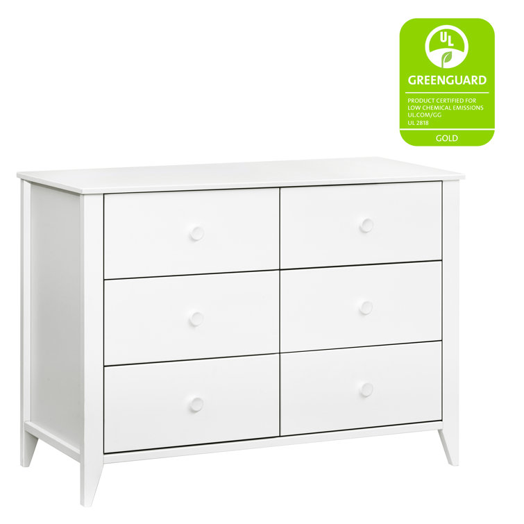 White Pinewood 6-Drawer Scandinavian Double Dresser