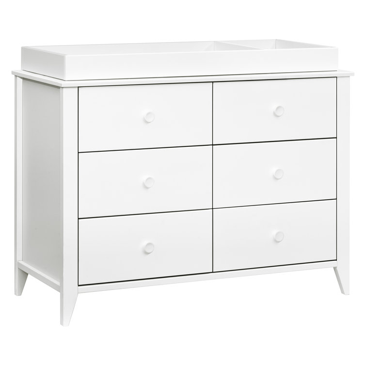 White Pinewood 6-Drawer Scandinavian Double Dresser