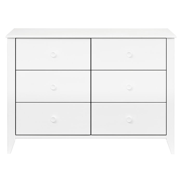 White Pinewood 6-Drawer Scandinavian Double Dresser
