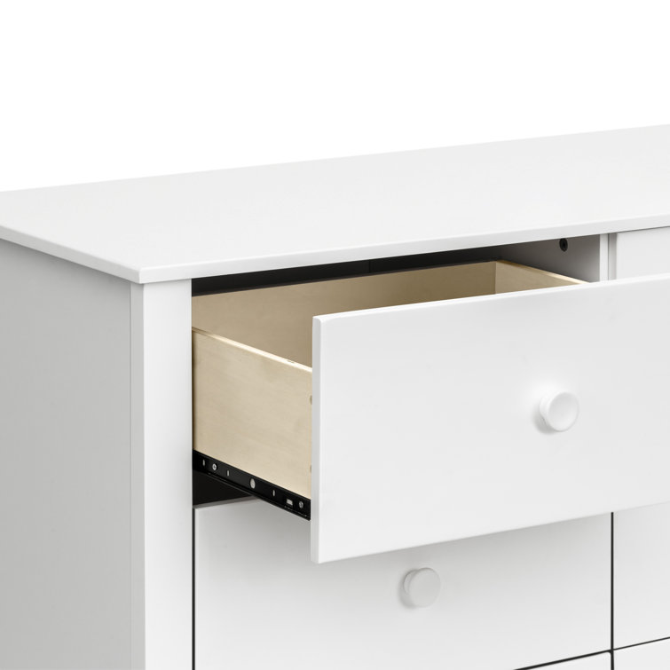 White Pinewood 6-Drawer Scandinavian Double Dresser