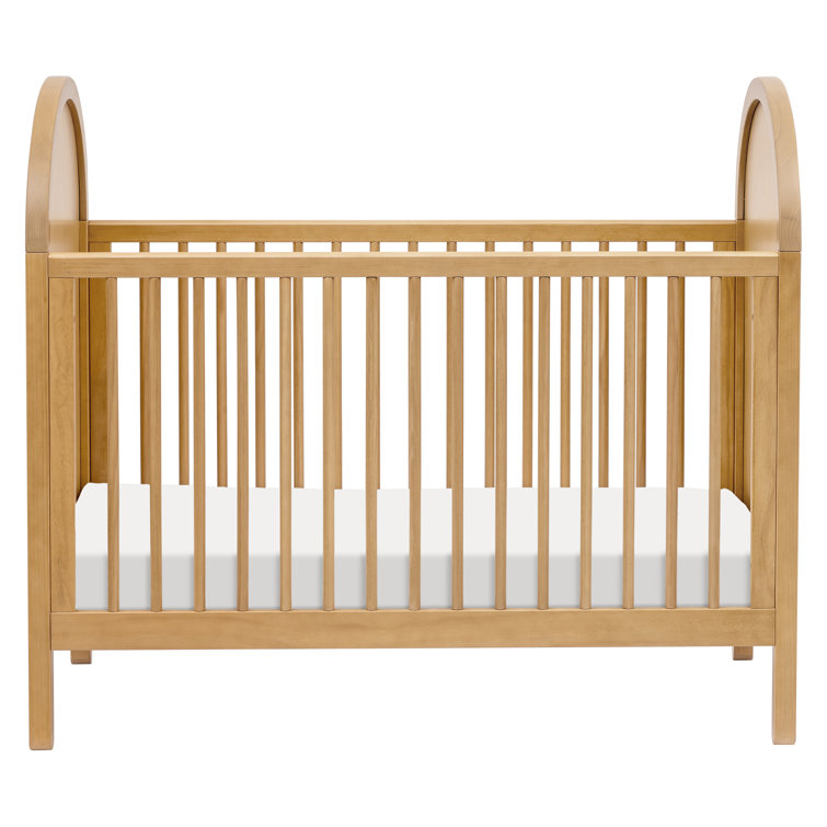Light Wood Pine Boho-Chic Convertible Toddler Crib
