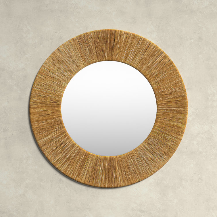 Natural Rope Round Wall Mirror with Glass Center